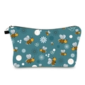 Neceser impermeable con estampado de abejas y margaritas, incluye cierre de cremallera - Patrón de Estampado de Abeja (hzb1133)