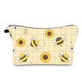 Travel makeup bag with yellow bee and sunflower patterns on a light checkered background - Bee Print (hzb1132)