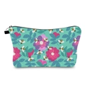 Waterproof blue makeup bag with bee and flower prints, flat travel organizer with zipper - Bee And Flower Print (hzb1129)