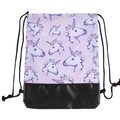 Unicorn emoji print drawstring backpack with durable black PU leather base for women - Unicorn Print (pskd7010)