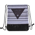 Ethnic print drawstring backpack with PU leather base and Hakuna Matata letter print - Geometric Splicing Style (pskd7009)