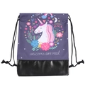 Purple unicorn drawstring backpack with black reinforced base and dreamlike pattern - Purple Unicorn (pskd7005)