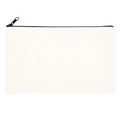 Rectangle white canvas makeup bag with black zipper for DIY heat transfer and painting - 20x14cm / Cream