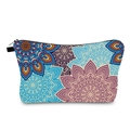 Waterproof travel cosmetic bag featuring vibrant purple and blue mandala floral patterns - Mandala Print Style (hzb1116)