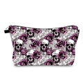 Trousse de maquillage portable à motif crâne et fleurs pour articles de toilette - Style Crâne et Fleur Violet (hzb1162)
