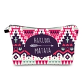 Détail de la trousse à maquillage Hakuna Matata imperméable avec motifs géométriques - Motif Floral Ethnique Violet (hzb853)