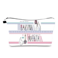 Detail of Hakuna Matata print on waterproof white canvas makeup bag with black zipper - Colorful Tribal Totem (hzb1179)