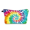 Waterproof toiletry bag featuring a vibrant rainbow spiral tie-dye pattern and black zipper - Rainbow Spiral Style (HZBDZ035)