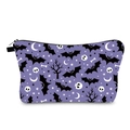 Halloween make-up tas met paarse digitale print van vleermuizen en skeletten - Paarse Halloween-printstijl (hzb1196)