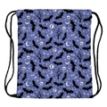 Water-resistant Halloween drawstring backpack with festive bat and skull prints in lilac purple - Purple Halloween Print