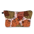 Water-resistant travel toiletry bag with abstract line art print and black zipper - Abstract Face Line Art Style (hzb1226)