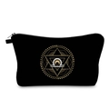 Detailed close-up of Libra zodiac print on a black waterproof fabric cosmetic bag - Libra Style (hzb1204)