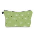 Water-resistant travel makeup bag with white dandelion print and black zipper closure - Green Dandelion Style (hzb1251)