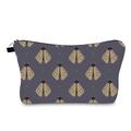 Waterproof travel toiletry bag with moth pattern and secure black zipper closure - Vintage Moth Print (hzb1262)