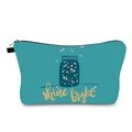 Waterproof travel toiletry bag with blue digital print and shine bright slogan - Firefly Jar Pattern (hzb1263)