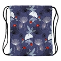 Dandelion print drawstring backpack in navy blue for outdoor travel and sports usage - Dandelion Ladybug Pattern (skd29116)