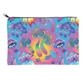 Square travel makeup bag with colorful psychedelic mushroom prints and black zipper closure - Colorful Mushroom Print Style (fxbd4007)