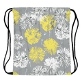 Outdoor drawstring backpack with digital dandelion print in gray and yellow tones - Dandelion Print Style (skd29117)
