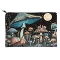 Square makeup bag with colorful mushroom and snail print, featuring a sturdy black zipper - Fantasy Mushroom Pattern(fxbd4002)