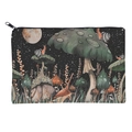 Square mushroom print makeup bag featuring fantasy forest and moon night illustration - Mushroom Print (fxbd4003)