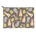 Trousse de maquillage carrée avec motifs lapin et œufs de Pâques et zip noir - Style Imprimé Lapin (fxbd4017)