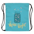 Blauer Kordelzug-Rucksack mit Glühwürmchen-Print und Shine Bright Text für Reisen - Seeblaues Glühwürmchen-Design (skd29122)