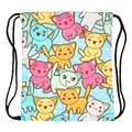 Cute digital print cat drawstring backpack with adjustable black shoulder straps - Colorful Cat Print Style (skd27115)