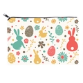 Easter bunny pattern square makeup bag with floral print and black zipper closure - Easter Rabbit Print (fxbd4016)