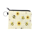 Mini monedero con diseño de abejas y girasoles con cierre y anillo de llavero - Estampado de Abeja y Girasol (lqb3325)