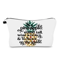 Waterdichte witte make-uptas met ananasprint en motiverende quote voor op reis - Ananas Print Stijl (hzb1297)
