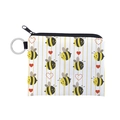 Monedero de abejas con rayas amarillas y llavero metálico para almacenamiento portátil - Estampado de Corazón de Abejita (lqb3324)
