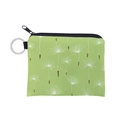 Waterproof green coin purse with dandelion print and metal keychain attachment - Green Dandelion Pattern (lqb3290)