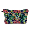 Trousse de maquillage imperméable avec imprimé tropical d'ananas et fleurs sur bleu - Imprimé Ananas Tropical (hzb1299)