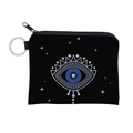 Vue détaillée du porte-monnaie en toile Evil Eye avec fermeture éclair et porte-clés - Mauvais Œil Étoilé (lqb3176)