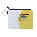 Détail du porte-monnaie en toile avec imprimé artistique œil protecteur et porte-clés métal - Visage Abstrait Couleur Contrastée (lqb3178)
