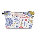 Trousse à maquillage portable avec motifs fleurs et papillons colorés sur toile blanche - Motif Fleurs et Papillon (hzb1309)