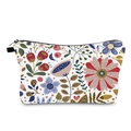 Tragbare Make-up Tasche mit bunten nordischen Blumenmustern und schwarzem Reißverschluss - Mehrfarbig Floral (hzb1306)
