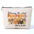 Linen texture makeup bag featuring cute baby illustrations and secure metal zipper - Cartoon Baby Print (ymhzb3352)