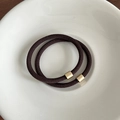 Lot de deux chouchous élastiques marron café épais avec attaches en métal doré mat - Marron Foncé