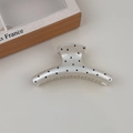 French vintage cream hair claw clip with black polka dots and high-gloss resin finish - Creamy White Hanger Style