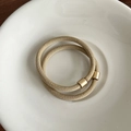 Deux élastiques à cheveux champagne avec boucles métalliques dorées mates pour queue de cheval - Khaki