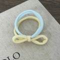 Elastische Haargummis in Pastellblau und Gelb mit süßer Schleifendekoration - Schleifen-Deko-Stil (XY-2287) / Beige-Blau