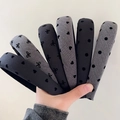 Sommerliche Polka-Dot und Herzmuster breite Haarbänder Set für Damen in Schwarz und Grau - Grauer Schleifen Stil