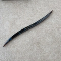 Detail of dark marble acetate hair pin featuring the gold France Handmade stamp - Blue Brown Gradient