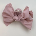Grande pince à cheveux à nœud en tissu rose poudré avec ressort élégant en métal - Pince à cheveux rose