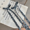 Pair of gray bow hair clips with long ribbons and delicate butterfly prints for women - Bowknot Print Style Blue