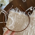 Slim dark brown PU leather headband with elegant gold metal tips in a retro minimalist style - Brown