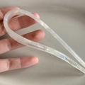 Elegant U-shaped acetate hair pin in pearlescent white with Creation France logo - Mermaid Color