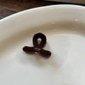 Dettaglio di una molletta per capelli in acetato di lusso con scritte dorate su vassoio - Marrone scuro