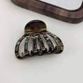 French chic acetate hair claw with brown tortoise pumpkin design and white stripes - Mixed Coffee